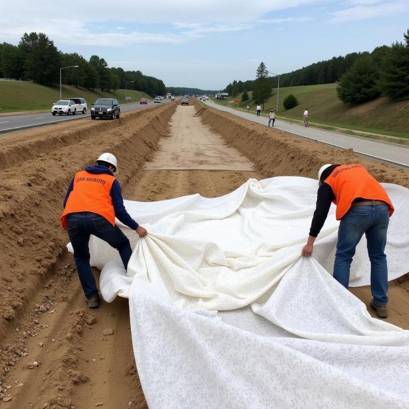 Kỹ sư địa kỹ thuật đang thực hiện công tác khảo sát địa chất để xác định tính ổn định của nền đất cho việc xây dựng một hệ thống hầm biogas lớn
